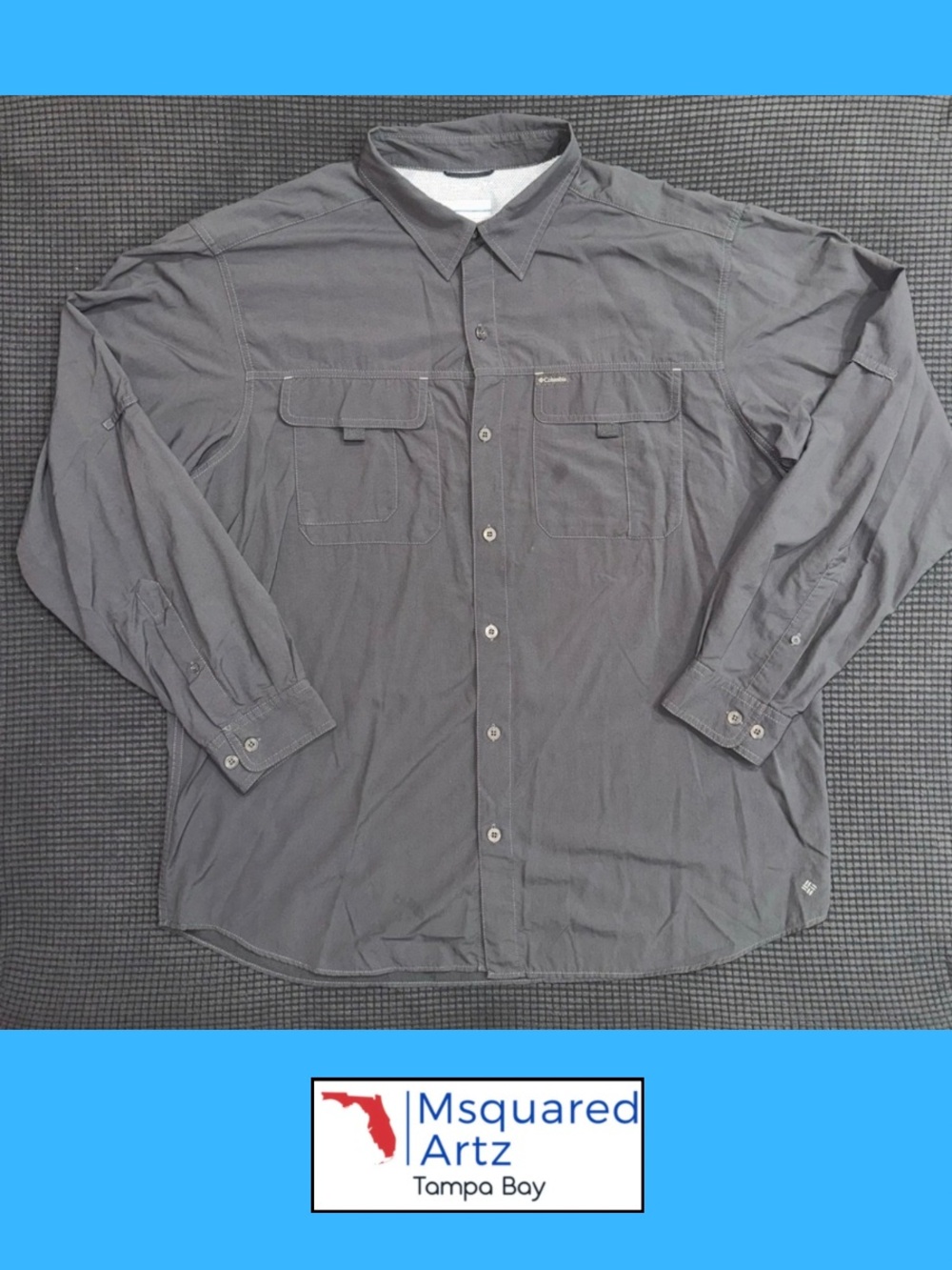 Columbia Omni Shade Fishing Shirt Mens XL Gray Vented Outdoor Hiking